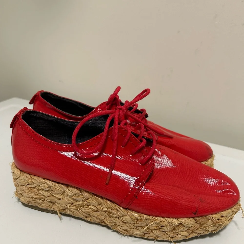 Calvin Klein Keri Espadrille Platform Shoe Red Size 7.5